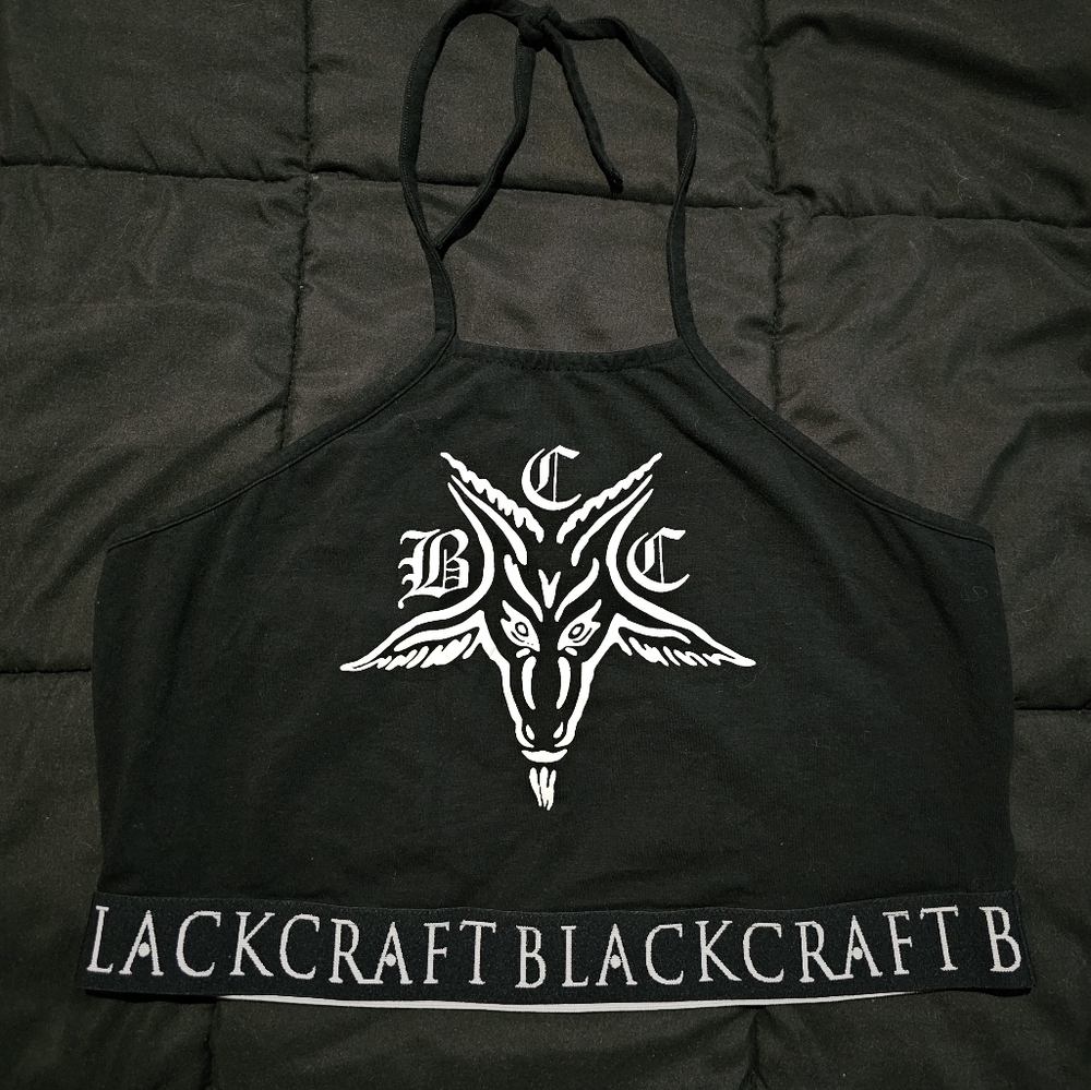 Blackcraft Black Halter Crop Top